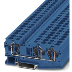 Through terminal block, spring balancer connection, 0.2-10 mm², 3 pole, 41 A, 8 kV, blue, 3036479