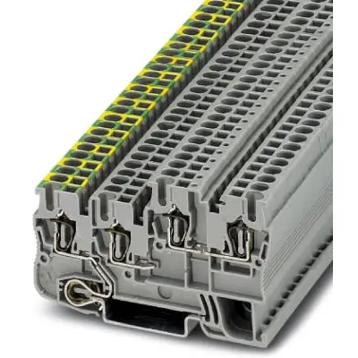 Protective conductor terminal, spring balancer connection, 0.08-4.0 mm², 4 pole, 18 A, 4 kV, gray, 3209044 - 1