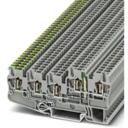 Protective conductor terminal, spring balancer connection, 0.08-4.0 mm², 5 pole, 18 A, 4 kV, gray, 3209183