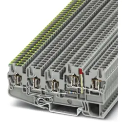Protective conductor terminal, spring balancer connection, 0.08-4.0 mm², 5 pole, 18 A, 4 kV, gray, 3209170