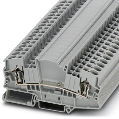 Through terminal block, spring balancer connection, 0.2-10 mm², 2 pole, 41 A, 8 kV, gray, 3035713 - 1