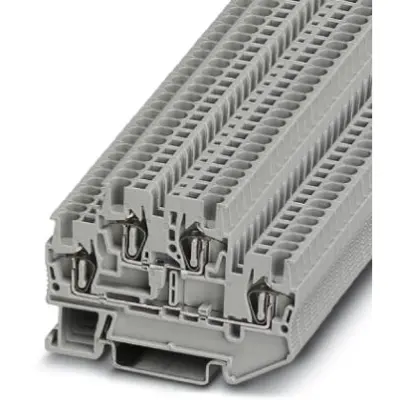 Double-level spring-cage terminal, spring balancer connection, 0.08-1.5 mm², 4 pole, 17.5 A, 6 kV, gray, 3031157 - 1