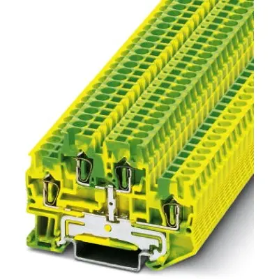 Protective conductor double level terminal, spring balancer connection, 0.08-4.0 mm², 6 kV, yellow/green, 3036026 - 1