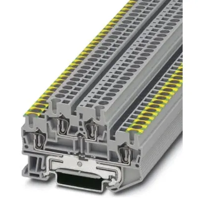 Protective conductor double level terminal, spring balancer connection, 0.08-4.0 mm², 32 A, 6 kV, green/yellow/gray, 3036314 - 1