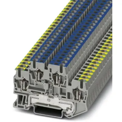 Protective conductor double level terminal, spring balancer connection, 0.08-4.0 mm², 32 A, 6 kV, gray, 3036327 - 1