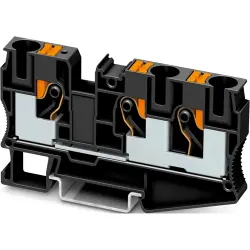 Through terminal block, push-in connection, 0.5-16 mm², 3 pole, 57 A, 8 kV, black, 1375410