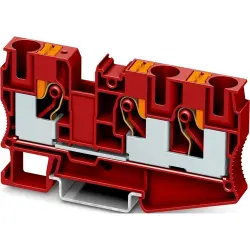 Through terminal block, push-in connection, 0.5-16 mm², 3 pole, 57 A, 8 kV, red, 1375409