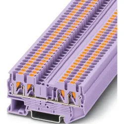 Through terminal block, push-in connection, 0.14-4.0 mm², 4 pole, 24 A, 8 kV, purple, 1106767