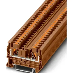 Through terminal block, push-in connection, 0.2-6.0 mm², 2 pole, 32 A, 8 kV, brown, 1182209
