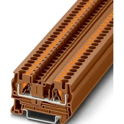 Through terminal block, push-in connection, 0.2-6.0 mm², 2 pole, 32 A, 8 kV, brown, 1182209 - 1
