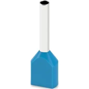 Insulated twin wire end ferrule, 0.75 mm², 10 mm long, DIN 46228-4, UL 486F-F, blue, 2100009 - 1