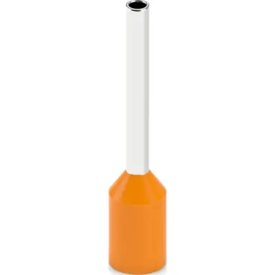 Insulated wire end ferrule, 0.5 mm², 16 mm/10 mm long, DIN 46228-4, UL 486F-E, orange, 2100130 - 1