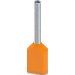 Insulated twin wire end ferrule, 0.5 mm², 17 mm/10 mm long, DIN 46228-4, UL 486F-F, orange, 2100016