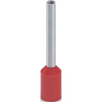 Insulated wire end ferrule, 1.0 mm², 18 mm/12 mm long, DIN 46228-4, UL 486F-E, red, 2100090 - 1