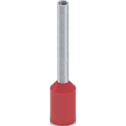 Insulated wire end ferrule, 1.0 mm², 18 mm/12 mm long, DIN 46228-4, UL 486F-E, red, 2100090