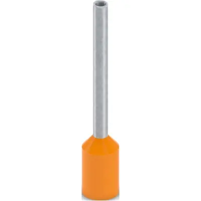 Insulated wire end ferrule, 0.5 mm², 18.5 mm/12 mm long, DIN 46228-4, UL 486F-E, orange, 2100129 - 1