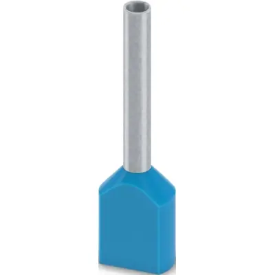 Insulated twin wire end ferrule, 0.75 mm², 19 mm/12 mm long, DIN 46228-4, UL 486F-F, blue, 2100012 - 1