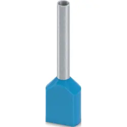 Insulated twin wire end ferrule, 0.75 mm², 19 mm/12 mm long, DIN 46228-4, UL 486F-F, blue, 2100012