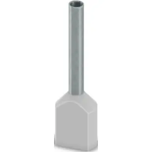 Insulated twin wire end ferrule, 0.75 mm², 19 mm/12 mm long, DIN 46228-4, UL 486F-F, gray, 2100013 - 1