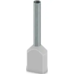 Insulated twin wire end ferrule, 0.75 mm², 19 mm/12 mm long, DIN 46228-4, UL 486F-F, gray, 2100013