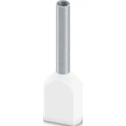 Insulated twin wire end ferrule, 0.75 mm², 19 mm/12 mm long, DIN 46228-4, UL 486F-F, white, 2100014