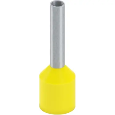 Insulated wire end ferrule, 6.0 mm², 20 mm/12 mm long, DIN 46228-4, UL 486F-E, yellow, 2100249 - 1