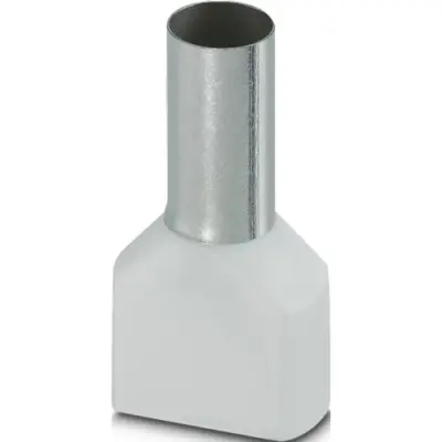 Insulated twin wire end ferrule, 16 mm², 30 mm/16 mm long, DIN 46228-4, white, 1213207 - 1