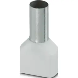 Insulated twin wire end ferrule, 16 mm², 30 mm/16 mm long, DIN 46228-4, white, 1213207