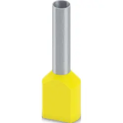 Insulated twin wire end ferrule, 6.0 mm², 18 mm long, DIN 46228-4, UL 486F-F, yellow, 2100002