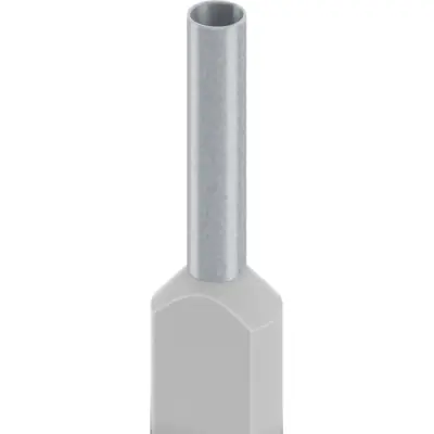 Insulated twin wire end ferrule, 4.0 mm², 18 mm long, DIN 46228-4, UL 486F-F, gray, 2100003 - 1