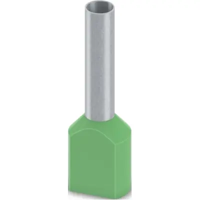 Insulated twin wire end ferrule, 6.0 mm², 18 mm long, DIN 46228-4, UL 486F-F, green, 2100001 - 1