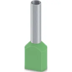 Insulated twin wire end ferrule, 6.0 mm², 18 mm long, DIN 46228-4, UL 486F-F, green, 2100001