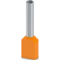Insulated twin wire end ferrule, 4.0 mm², 18 mm long, DIN 46228-4, UL 486F-F, orange, 2100004