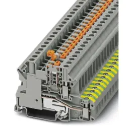 Protective conductor terminal, screw connection, 0.14-6.0 mm², 2 pole, 20 A, 8 kV, gray, 3070011