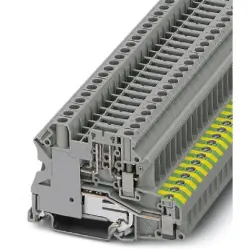 Protective conductor terminal, screw connection, 0.14-6.0 mm², 2 pole, 20 A, 6 kV, gray, 3070024