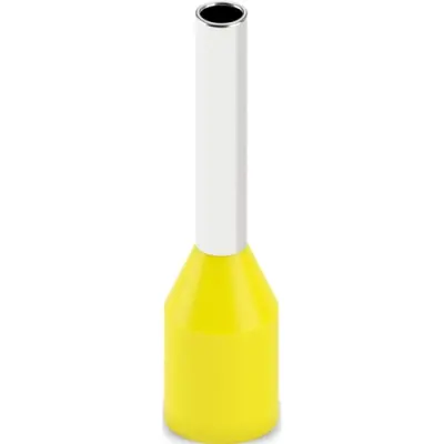 Insulated wire end ferrule, 1.0 mm², 14 mm/8 mm long, UL 486F, yellow, 2100085 - 1
