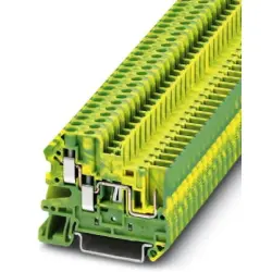 Protective conductor terminal, screw/plug-in connection, 0.14-6.0 mm², 3 pole, 6 kV, yellow/green, 3060283