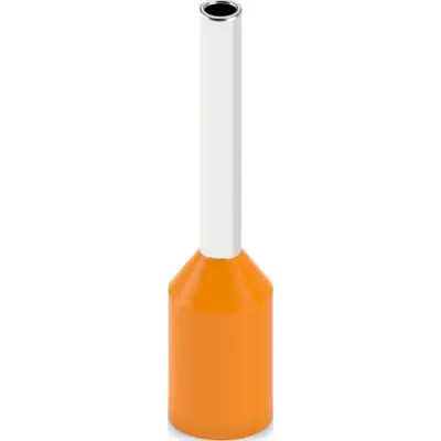 Insulated wire end ferrule, 0.5 mm², 14 mm/8 mm long, DIN 46228-4, UL 486F-E, orange, 2100128 - 1