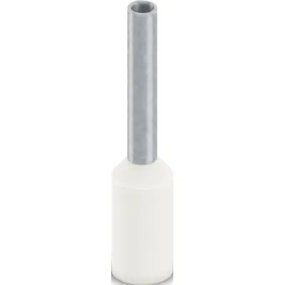 Insulated wire end ferrule, 0.75 mm², 14 mm/8 mm long, DIN 46228-4, UL 486F-E, white, 2100118 - 1