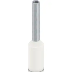 Insulated wire end ferrule, 0.75 mm², 14 mm/8 mm long, DIN 46228-4, UL 486F-E, white, 2100118