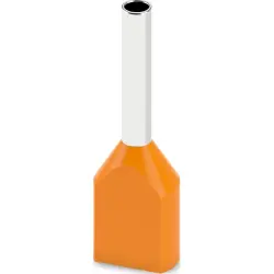 Insulated twin wire end ferrule, 0.5 mm², 15 mm/8 mm long, UL 486F, orange, 2100015