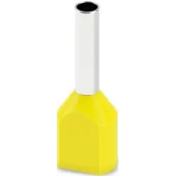 Insulated twin wire end ferrule, 1.0 mm², 8 mm long, DIN 46228-4, UL 486F-F, yellow, 2100008