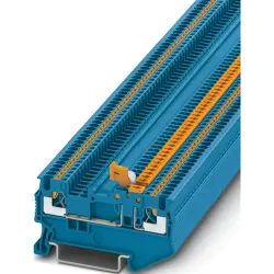 Knife disconnect terminal, push-in connection, 0.25-1.5 mm², 2 pole, 10 A, blue, 3210302