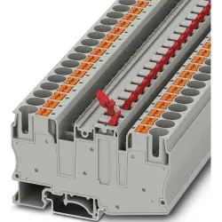 Knife disconnect terminal, push-in connection, 1.0-16 mm², 2 pole, 20 A, 6 kV, gray, 1076793