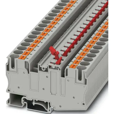 Knife disconnect terminal, push-in connection, 1.0-16 mm², 2 pole, 20 A, 6 kV, gray, 1076793 - 1
