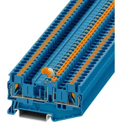 Knife disconnect terminal, push-in connection, 0.34-4.0 mm², 2 pole, 16 A, 6 kV, blue, 3210163