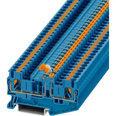Knife disconnect terminal, push-in connection, 0.34-4.0 mm², 2 pole, 16 A, 6 kV, blue, 3210163 - 1