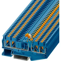 Knife disconnect terminal, push-in connection, 0.34-4.0 mm², 4 pole, 20 A, 8 kV, blue, 3211676