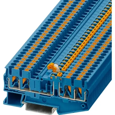 Knife disconnect terminal, push-in connection, 0.34-4.0 mm², 4 pole, 20 A, 8 kV, blue, 3211676 - 1