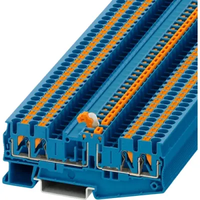 Knife disconnect terminal, push-in connection, 0.34-4.0 mm², 4 pole, 16 A, 6 kV, blue, 3210191 - 1